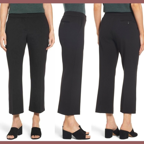 NEW $238 Eileen Fisher Crop Flare Leg Pants in‎ Black [SZ 14 ] - Picture 1 of 8